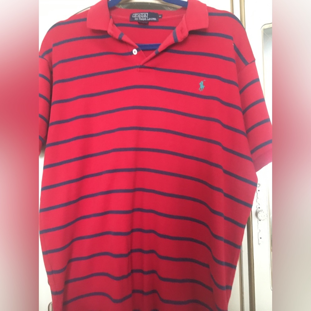 Red & Blue Stripe Patterned Polo